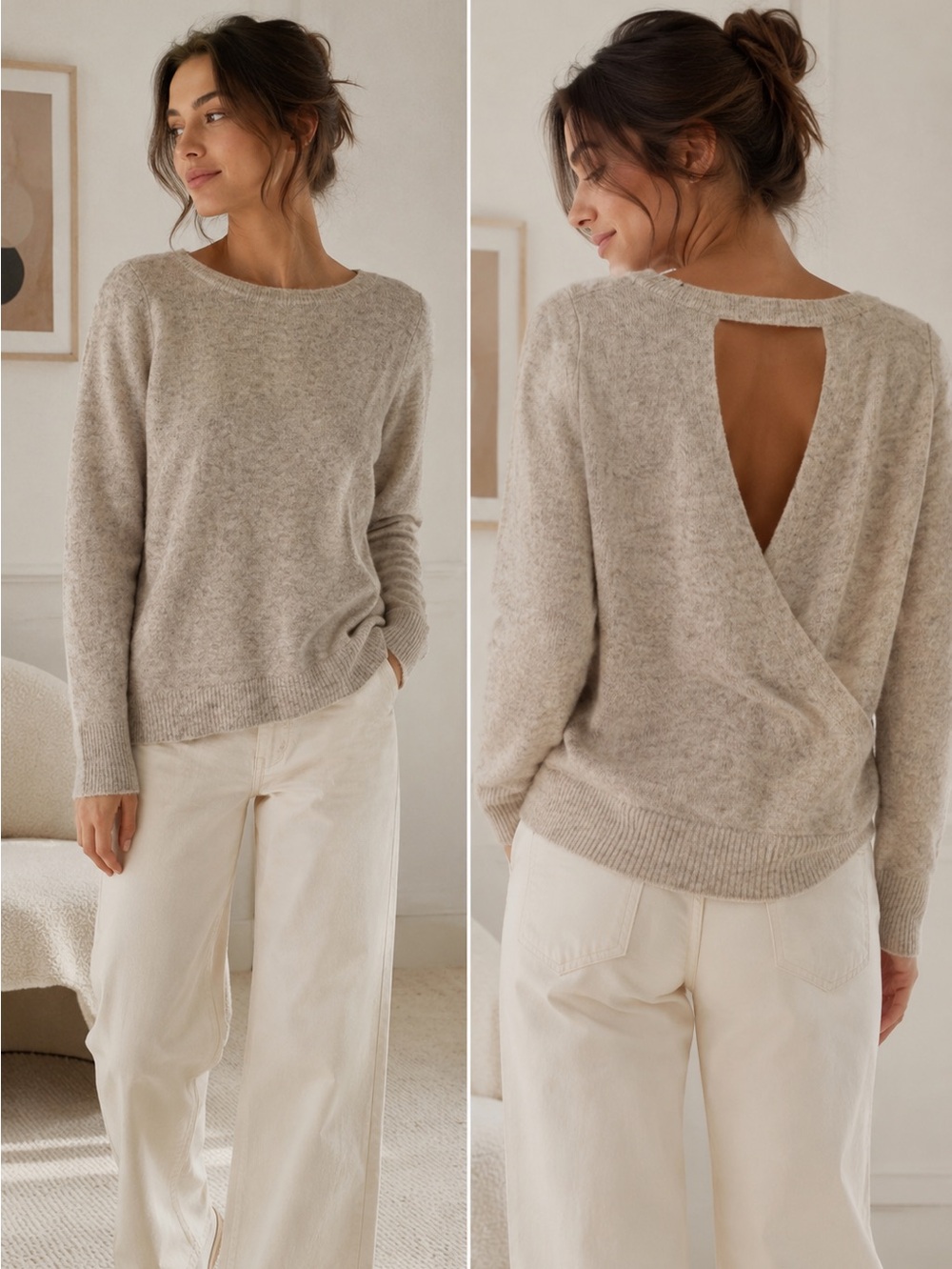 LOFT Cozy Beige Open Back Sweater Sz XS